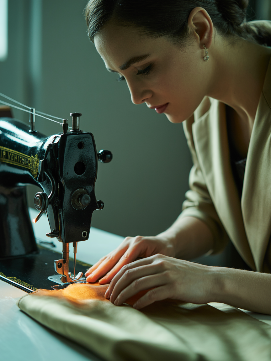 Skilled seamstress at work